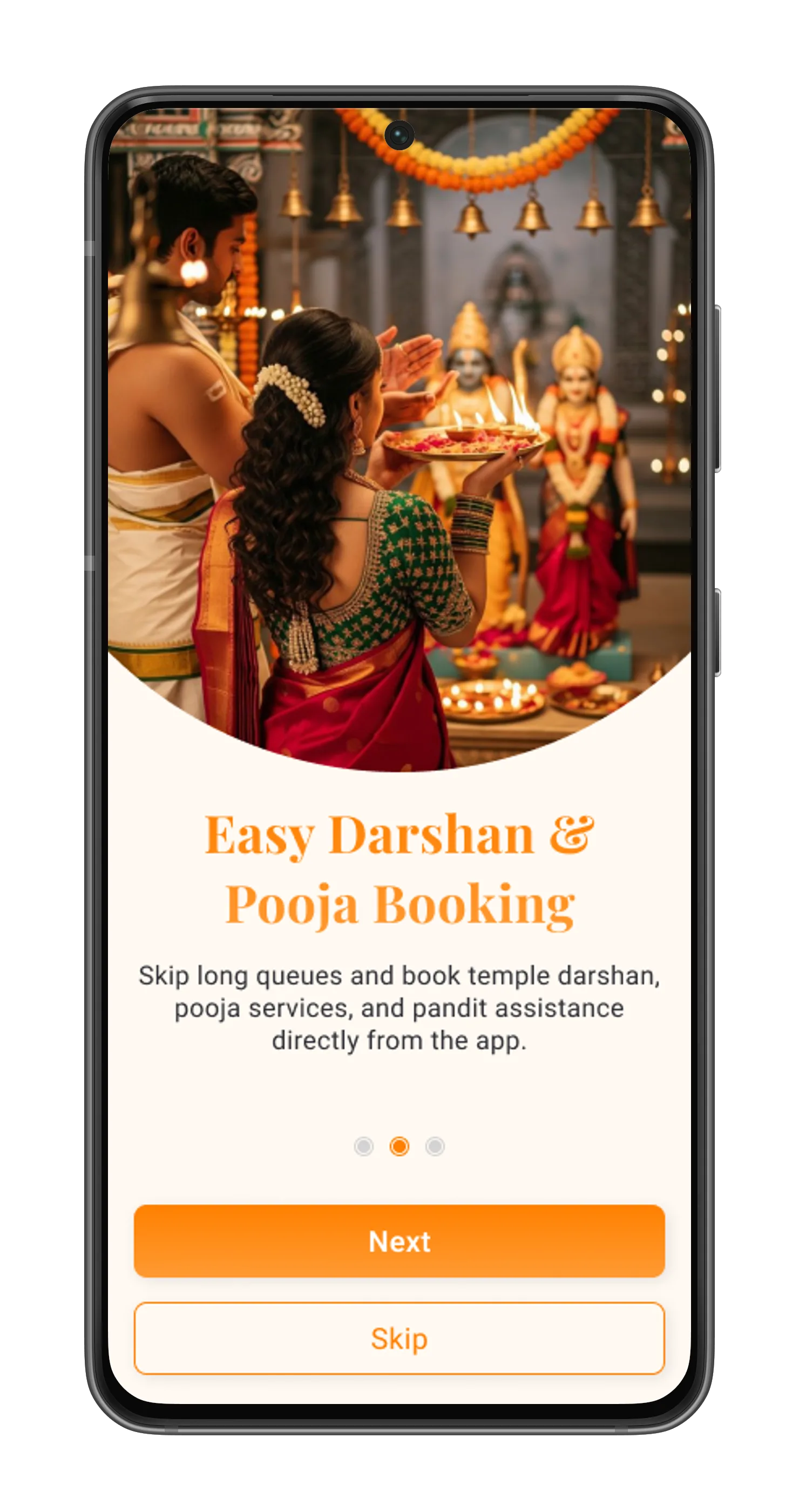 MARG app screen — Easy Darshan & Pooja Booking